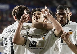 André Almeida, tras marcas un gol ante Osasuna la pasada campaña.