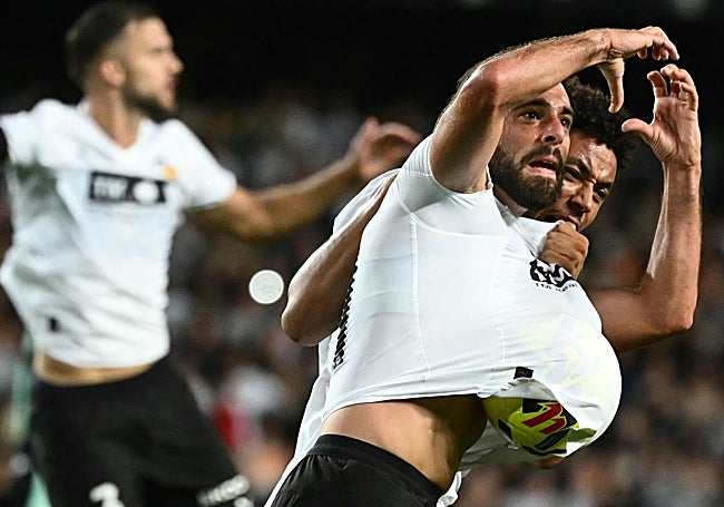 Luis Rioja, tras marcar el gol del empate ante el Betis.