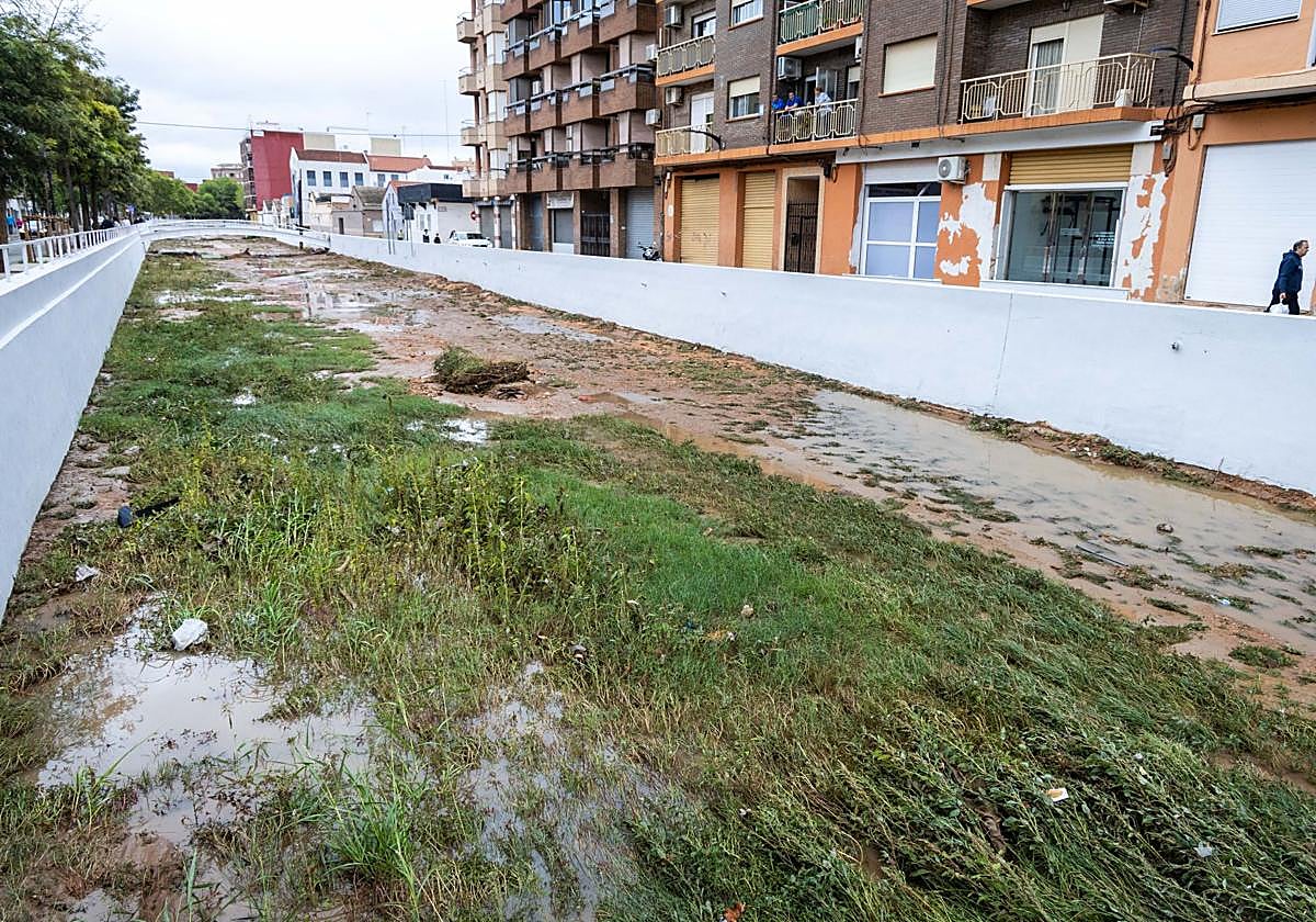 Tramo urbano del barranco de la Saleta en Aldaia.