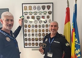 Cuadro en elaboración con los escudos de los Cuerpos que ayudaron a Sedaví.