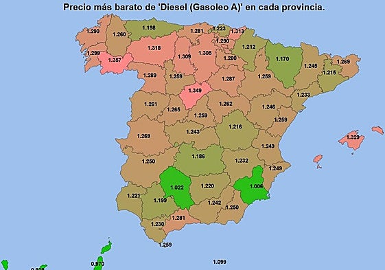 Precio del diésel a fecha 13 de noviembre de 2025.