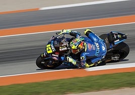 Diogo Moreira, en los entrenamientos de Moto2 en el Circuit Ricardo Tormo de Cheste.