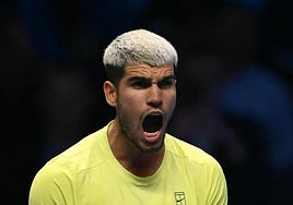 Alcaraz, tras ganar a Musetti.