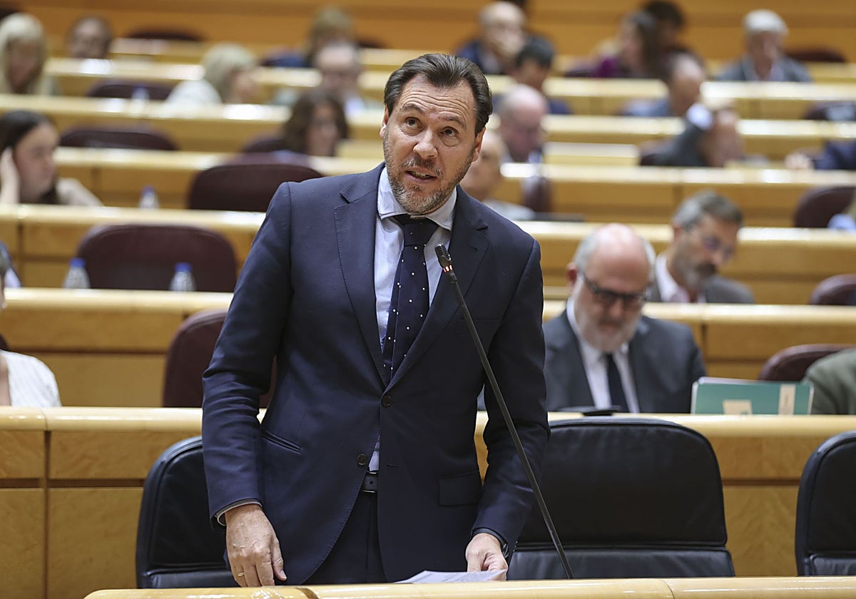 Óscar Puente, durante la sesión de control al Gobierno en el Senado.