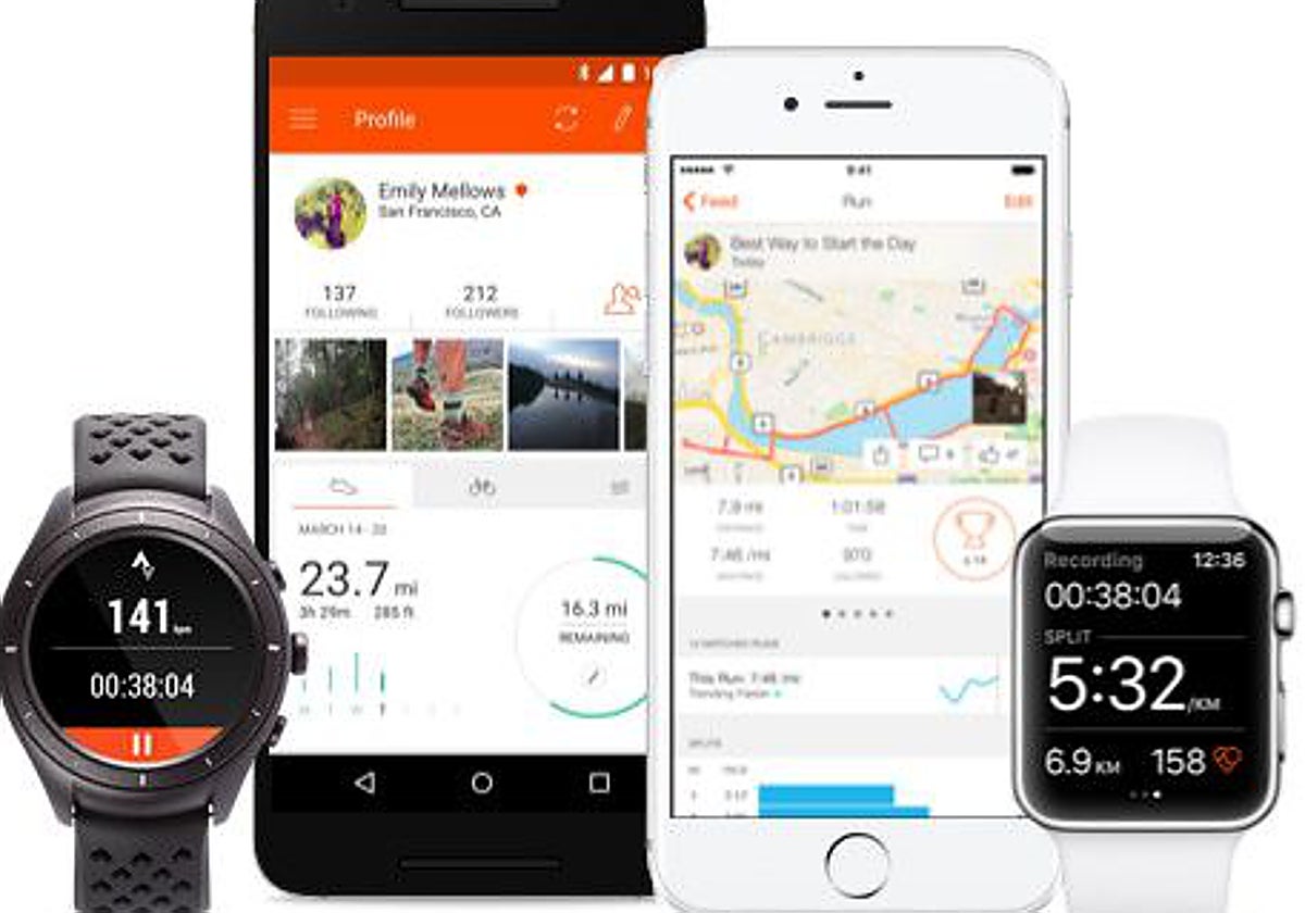 Relojes y teléfonos móviles funcionando con Strava, la app de running de moda