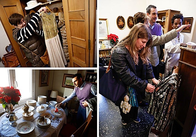 Ropa y vajilla en el market house.