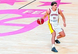 Álvaro Cárdenas, durante el amistoso que jugó con España frente a Alemania en Madrid preparatorio para el Eurobasket.
