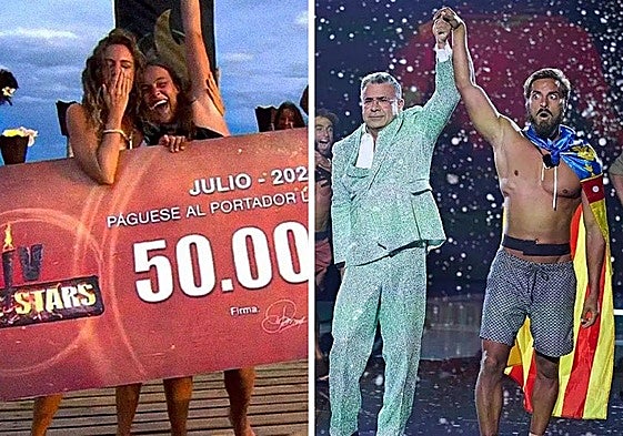 Montaje de Marta Peñate y Borja González, en el momento de ganar 'Supervivientes'