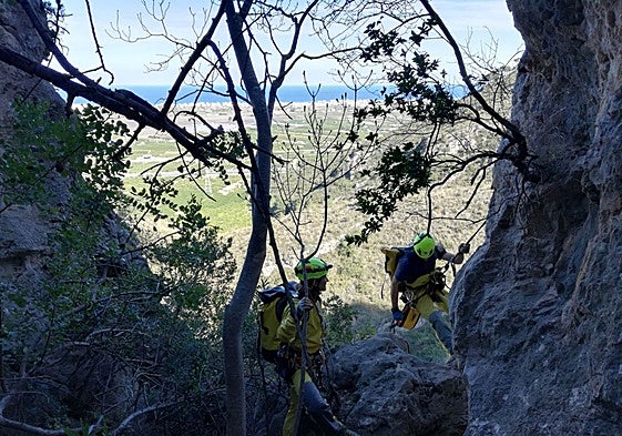 Especialistas en montaña de los bomberos trabajan en un rastreo, en una imagen de archivo.