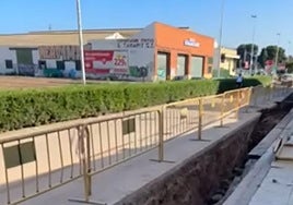 Zona de obras del colector en Foios.