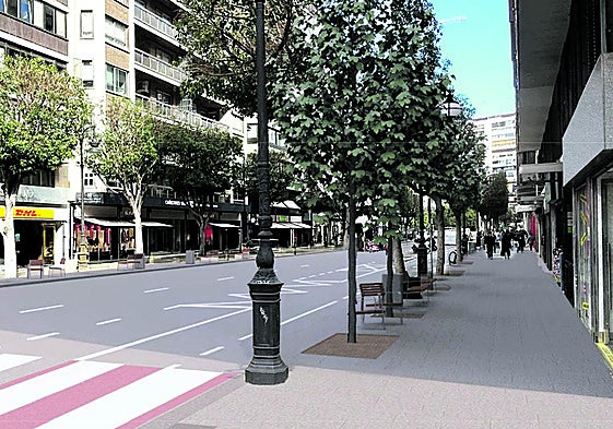 Simulación de la calle Colón cuando terminen las obras.