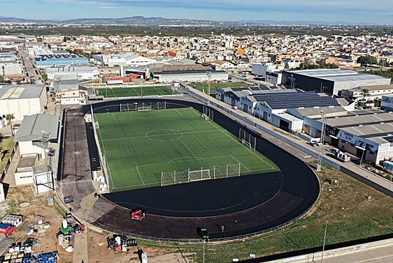 Vista aérea de las obras en Guadassuar.