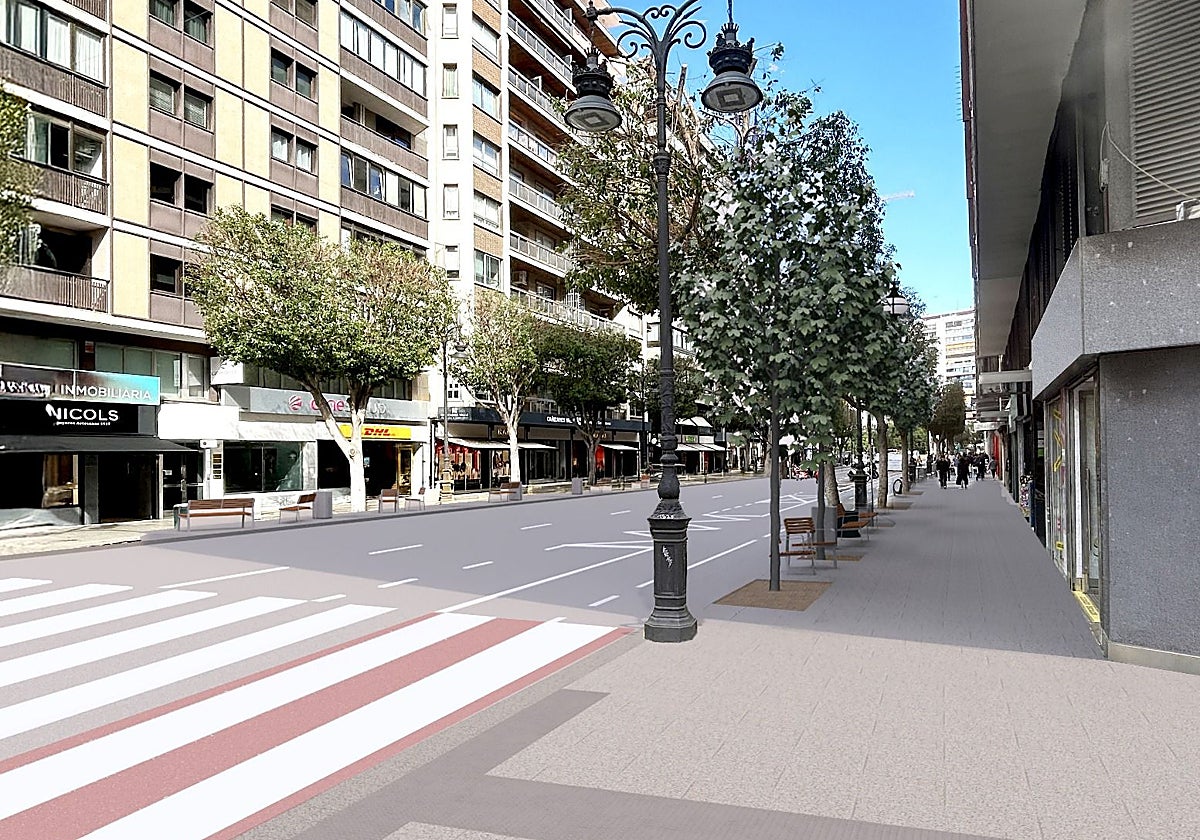 Simulación de cómo quedará la calle Colón tras las obras.