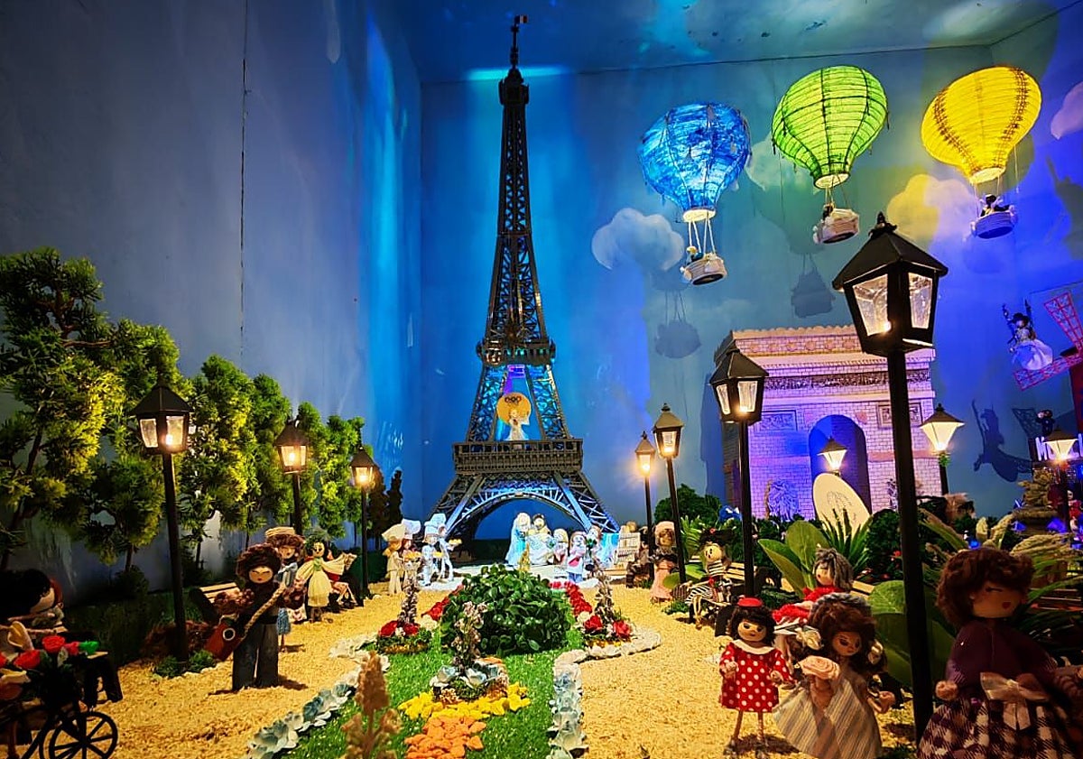 Imagen principal - escenarios parisinos del belén de Doctor Gil y Mortes.