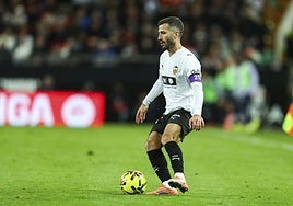 José Luis Gayà, en Mestalla.
