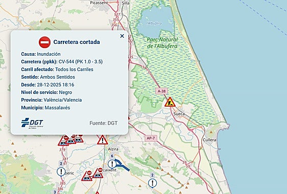 Cuatro carreteras permanecen cortadas en Valencia y Castellón por inundación