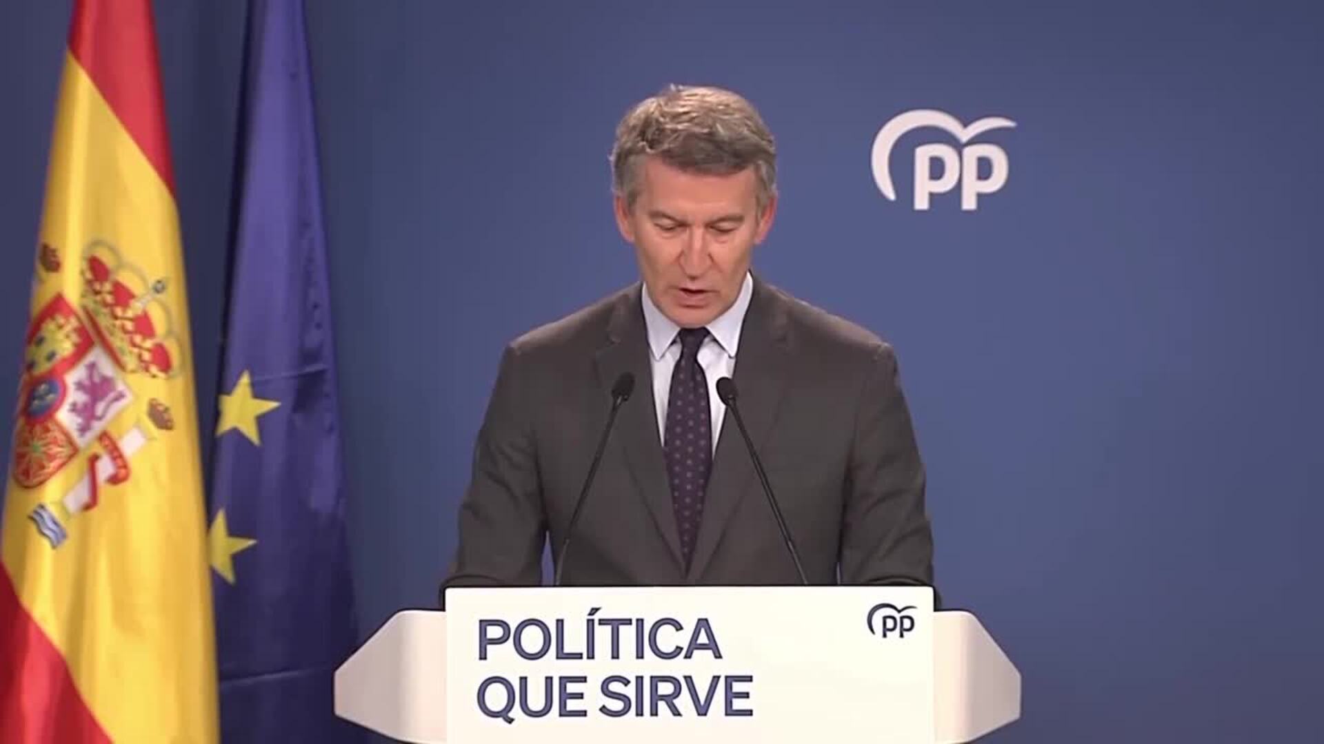 Feijóo anuncia una protesta contra la "corrupción" de Sánchez y reta a los socios a una moción