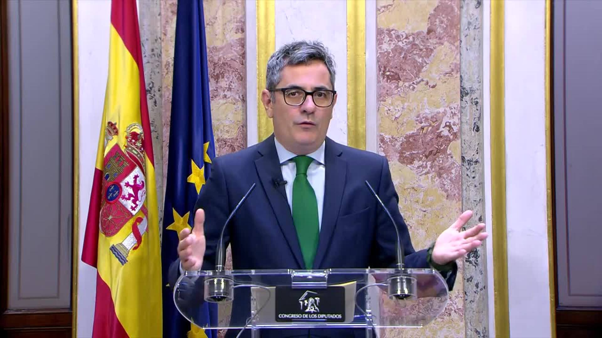 Bolaños aboga por aplicar también la ley de amnistía a Puigdemont