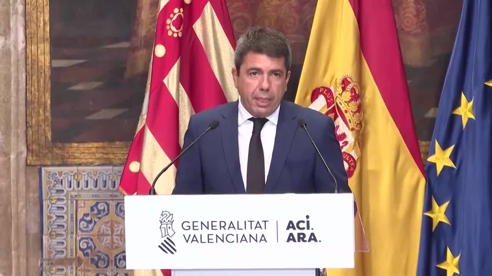 Mazón anuncia la declaración del 29 de octubre como Día de Recuerdo a las Víctimas de la Dana