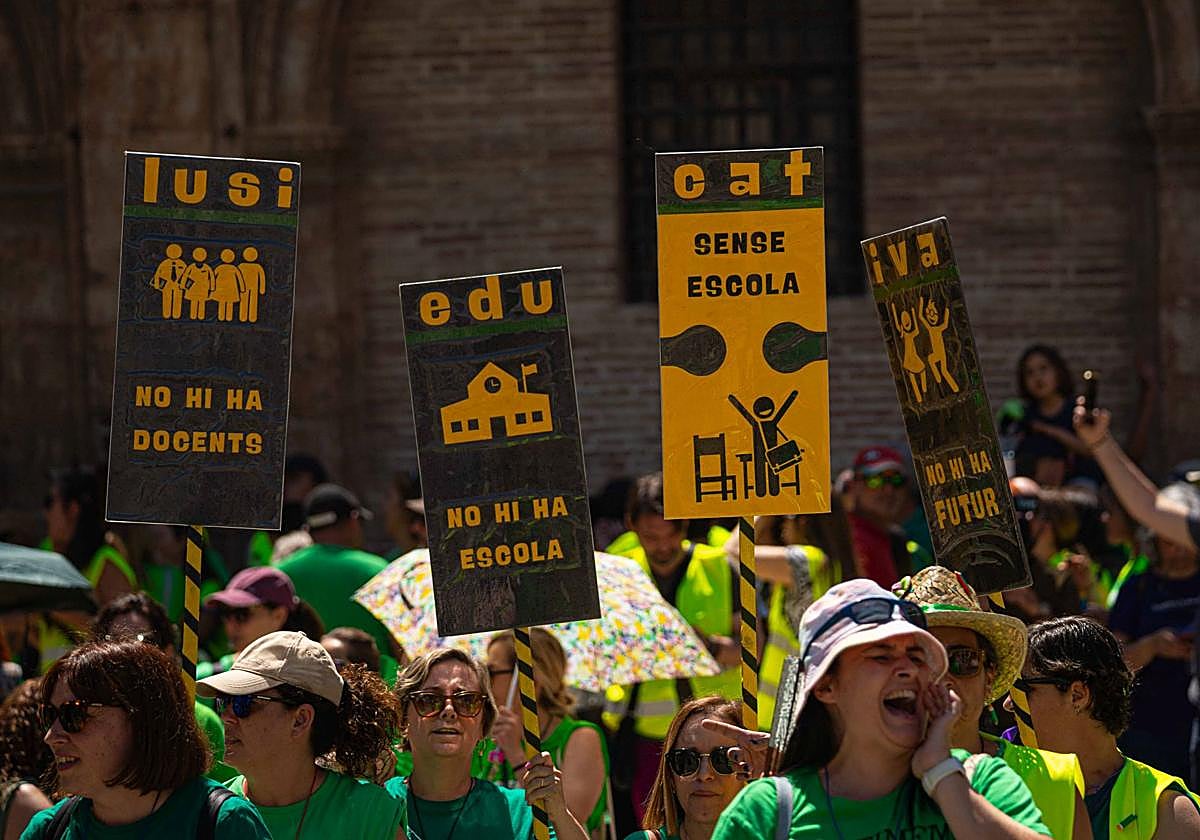 Manifestación de los profesores en huelga hoy en Valencia
