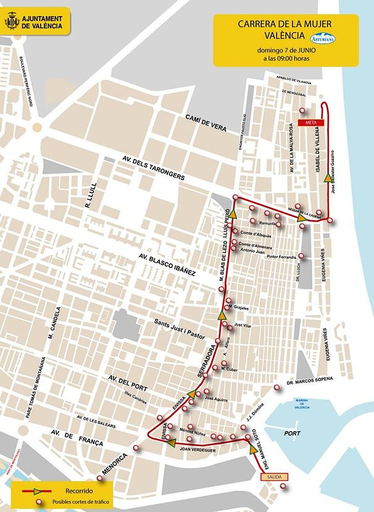 Calles cortadas y estacionamiento prohibido este domingo en Valencia por la Carrera de la Mujer