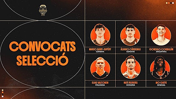 Seis jugadores del Valencia Basket, convocados por sus selecciones para la ventana FIBA