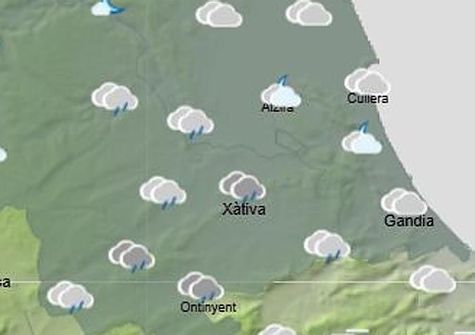 Zonas donde lloverá en Valencia.