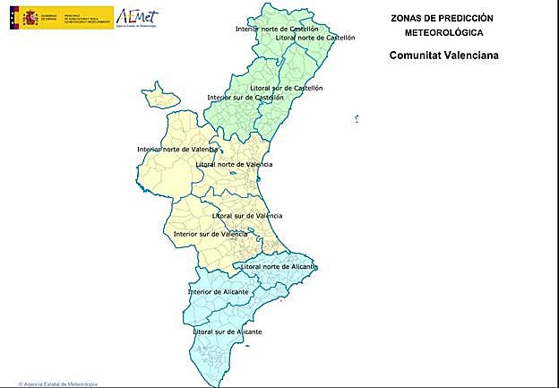 Zonas de predicción de Aemet.