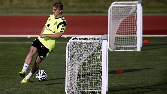 Deulofeu, en un entrenamiento. 