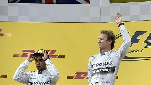 Rosberg y Hamilton, en el GP de Austria. 