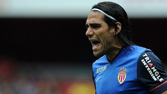 Falcao, en el partido ante el Valencia. 