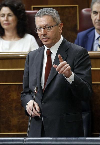 Alberto Ruíz-Gallardón, durante una de sus intervenciones en el pleno del Congreso. 