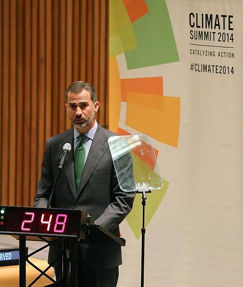 El rey Felipe durante su intervención en la Cumbre del Clima. 