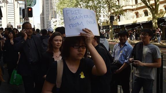 Manifestantes en Hong Kong. 