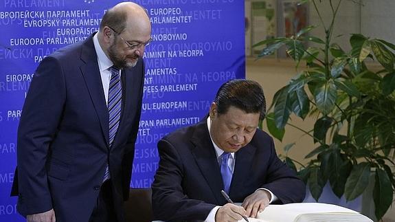 Martin Schulz y el presidente chino Xi Jinping.