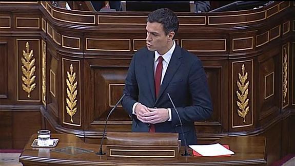 Pedro Sánchez, hoy en el Congreso. 