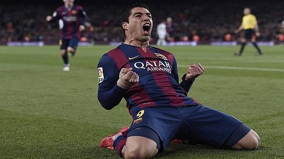 Luis Suárez celebra su decisivo gol. 