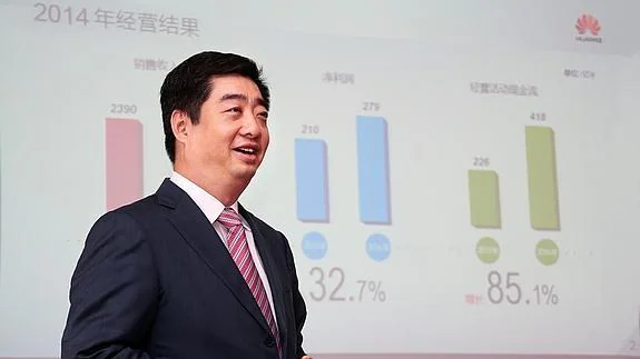 Ken Hu, vicepresidente de la empresa, durante la presentación del Informe Anual 2014.