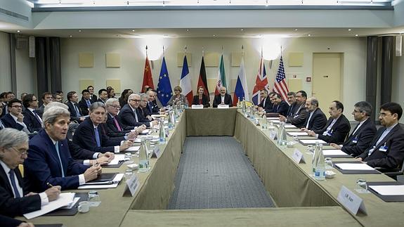 Vista general al comienzo de la cumbre nuclear con Irán en Lausana (Suiza). 