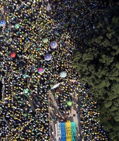 Vista de la manifestación en Sao Paulo 