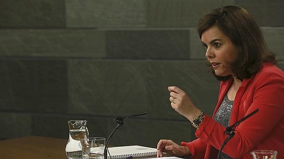 Soraya Sáenz de Santamaría, tras el Consejo de Ministros.