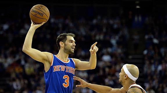 Calderón, en un partido con los Knicks. 