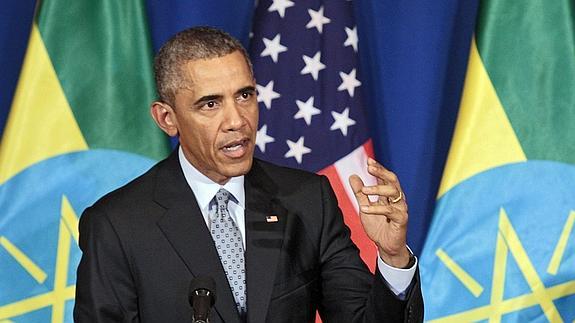 Barack Obama, durante su rueda de prensa en Adís Abeba (Etiopía).