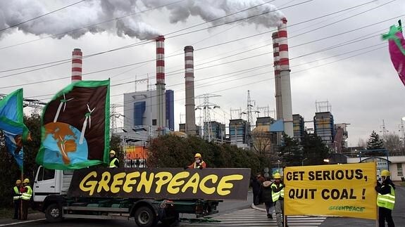 Acción pro-medioambiente del grupo activista Greenpeace.