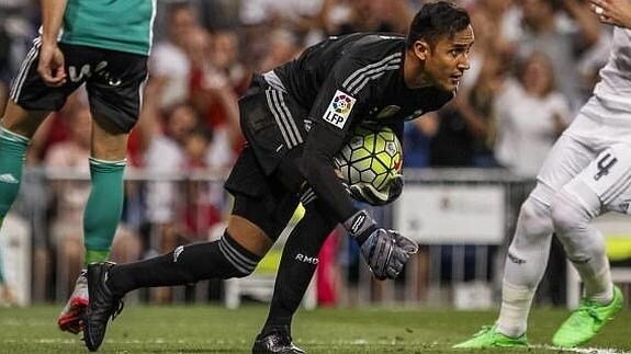 Keylor Navas, en un partido con el Real Madrid. 