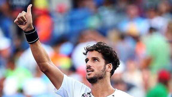 Feliciano López celebra su victoria ante Fognini.