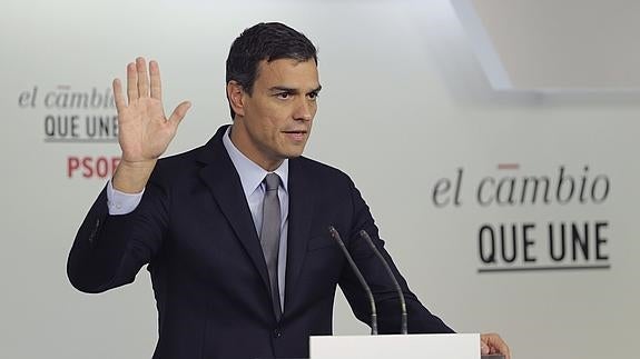 Pedro Sánchez, en su comparecencia. 