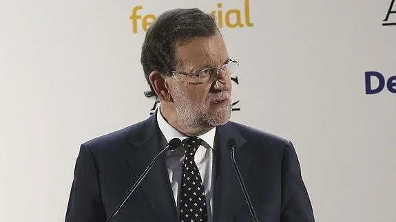 Rajoy, durante su intervención hoy en un almuerzo-coloquio del Foro ABC.