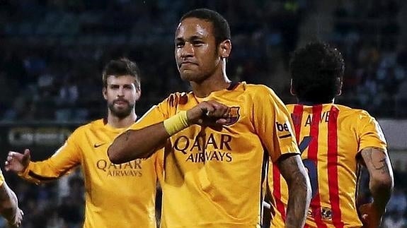 Neymar Júnior celebra su gol ante el Getafe. 