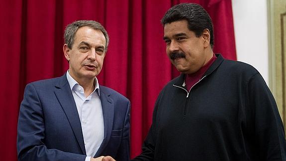 Encuentro entre Zapatero y Maduro en el Palacio de Miraflores.